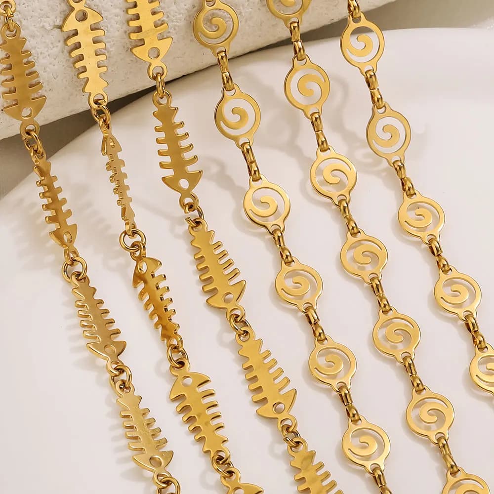 1 metro a spirale a lisca di pesce catena in acciaio inossidabile traforata placcata in oro creazione di gioielli catena accessori per braccialetti collana da donna fai da te