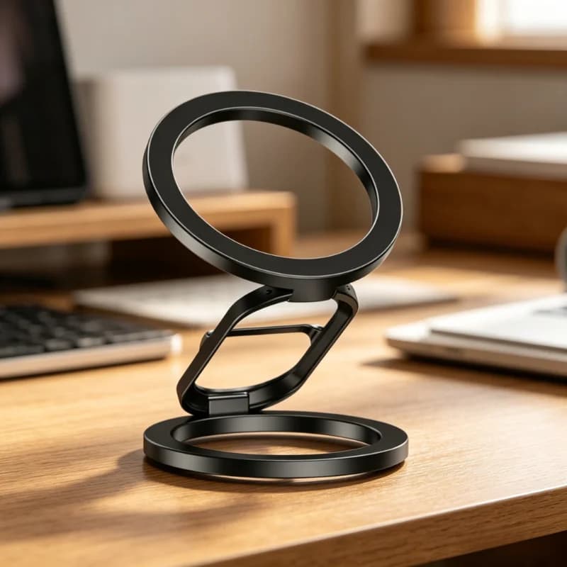 Foldable Dual Magnetic Lazy Phone Holder Stand Cellphone Bracket For Magsafe iPhone 17 16 15 14 13 12 Pro Max Finger Ring Mount