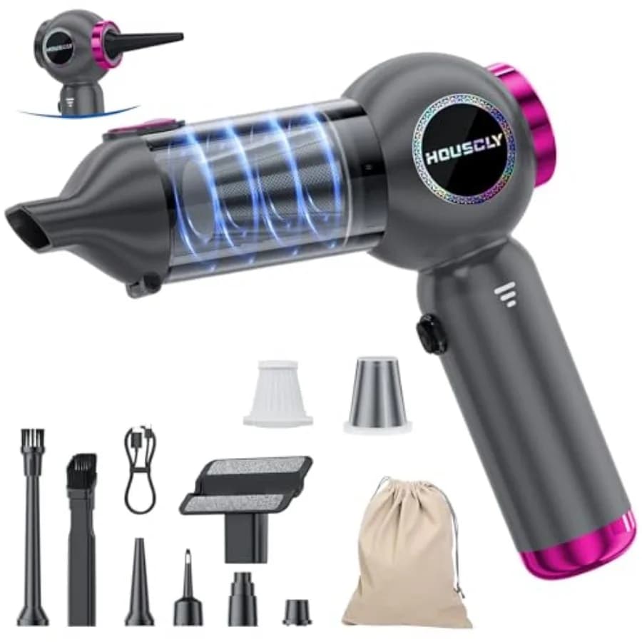 Aspirapolvere Portatile per Auto Senza Fili 25000Pa Alta Potenza Mini Aspiratore Manuale Ricaricabile 4-in-1 Wireless per C