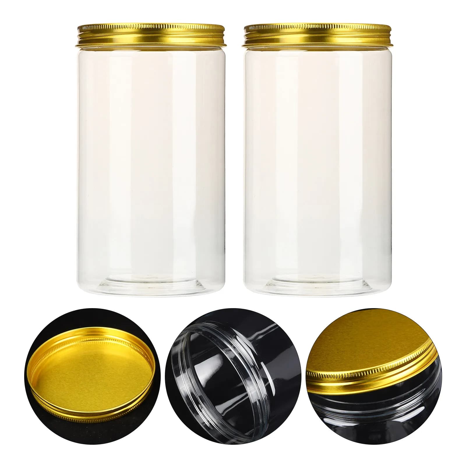 Set di 10 Barattoli per Spezie in Plastica con Coperchio in Alluminio, Contenitori Ermetici per Caramelle e Condimenti, Organizzazione Cucina