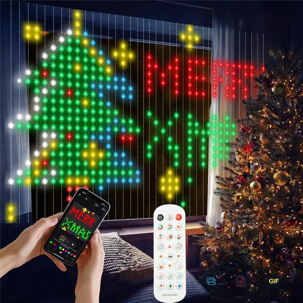 Luci per tende intelligenti a LED per esterni USB RGBIC Finestra Fata Luce Controllo APP Modalità musica remota per decorazioni natalizie per feste in casa