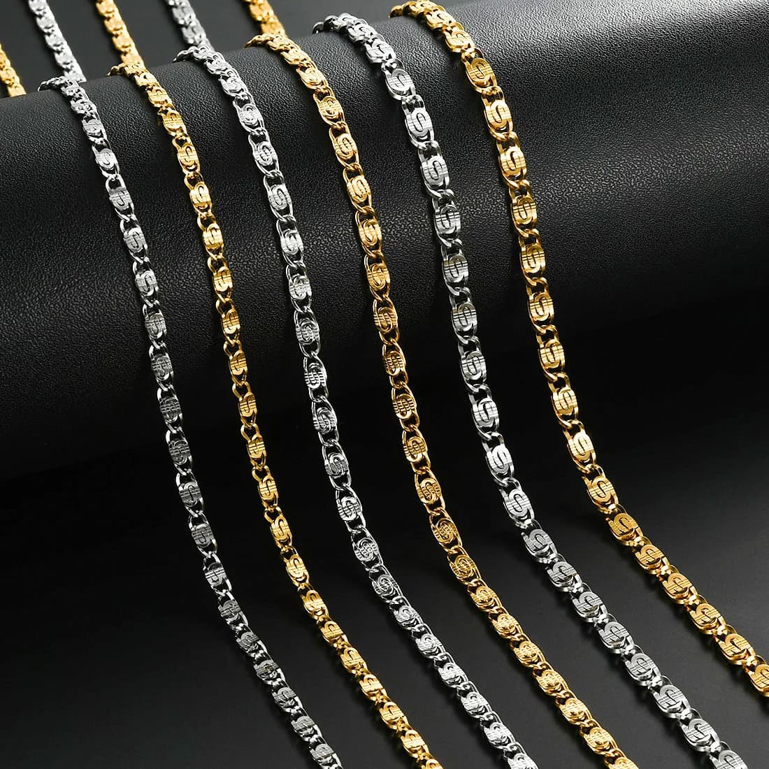 Catena a maglie in acciaio inossidabile 3/4/5MM per uomo donna graffetta in rilievo nodo collare girocollo catena al collo gioielli in metallo all'ingrosso