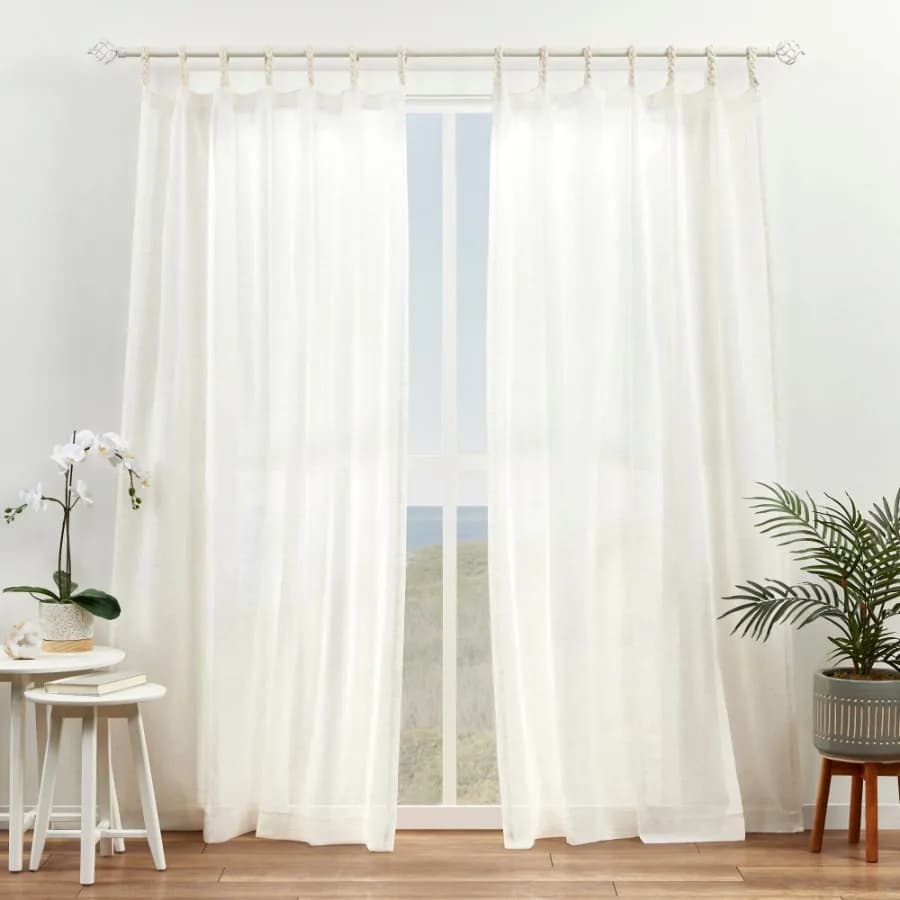 Curtains Duncan Sheer Braided Tab Top Curtain Panels 54" x 108" Natural Set of 2