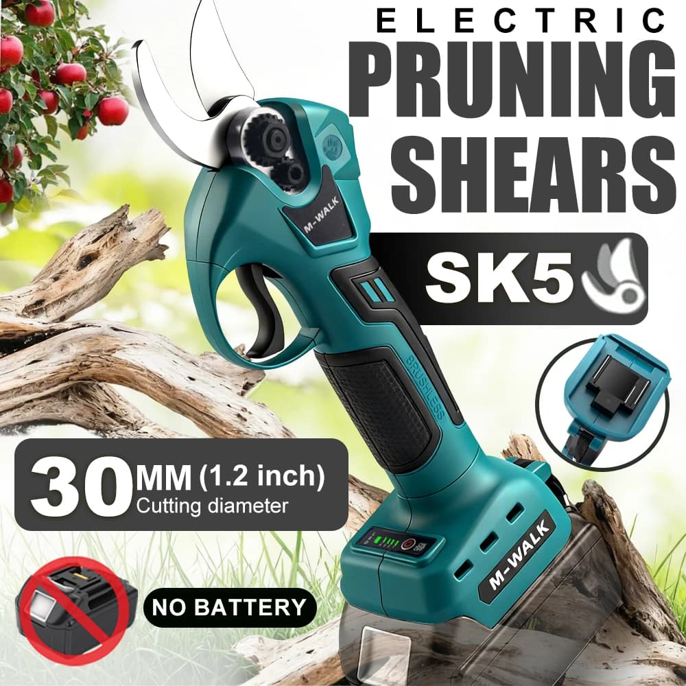 M-WALK Brushless 30mm Electric Pruner Shear Fruit Tree Bonsai Cordless Pruning Scissors Power Tools For Makita 18V Battery Pins