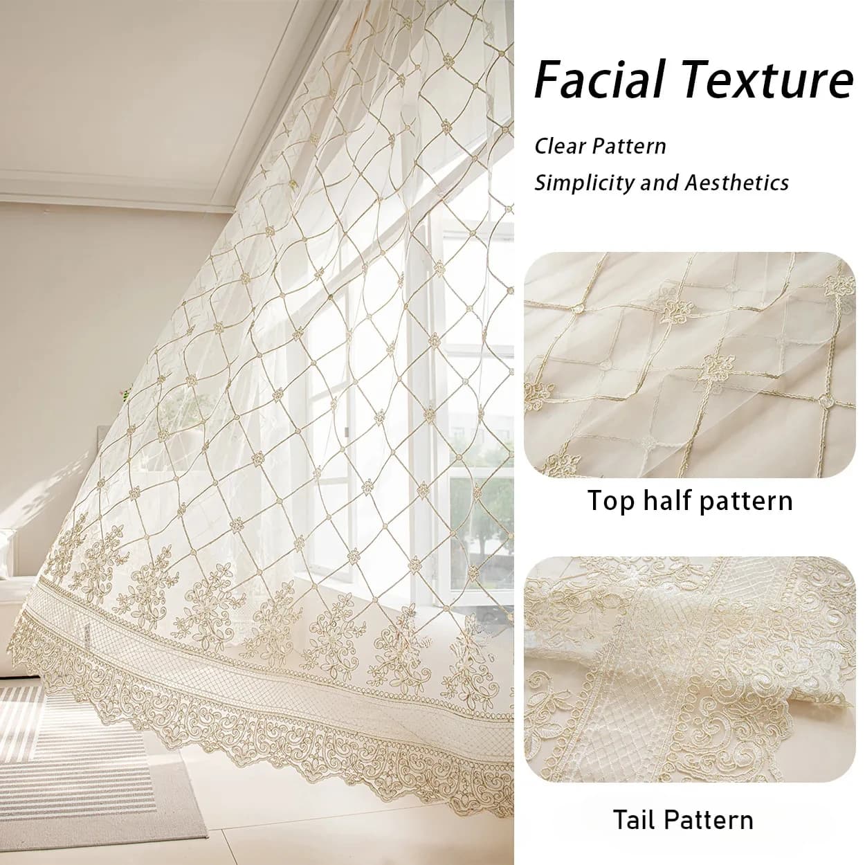 Embroidered Gauze White Tulle Sheer Curtains for Living Room Bedroom American European Transparent Dream Window Screening Door