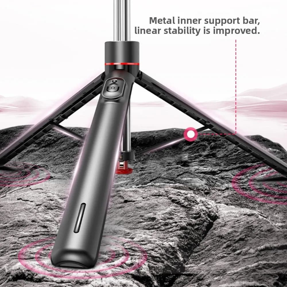 Bastone Selfie Telescopico Automatico con Treppiede 1,75 M, Bluetooth, Regolabile e Portatile per Casa