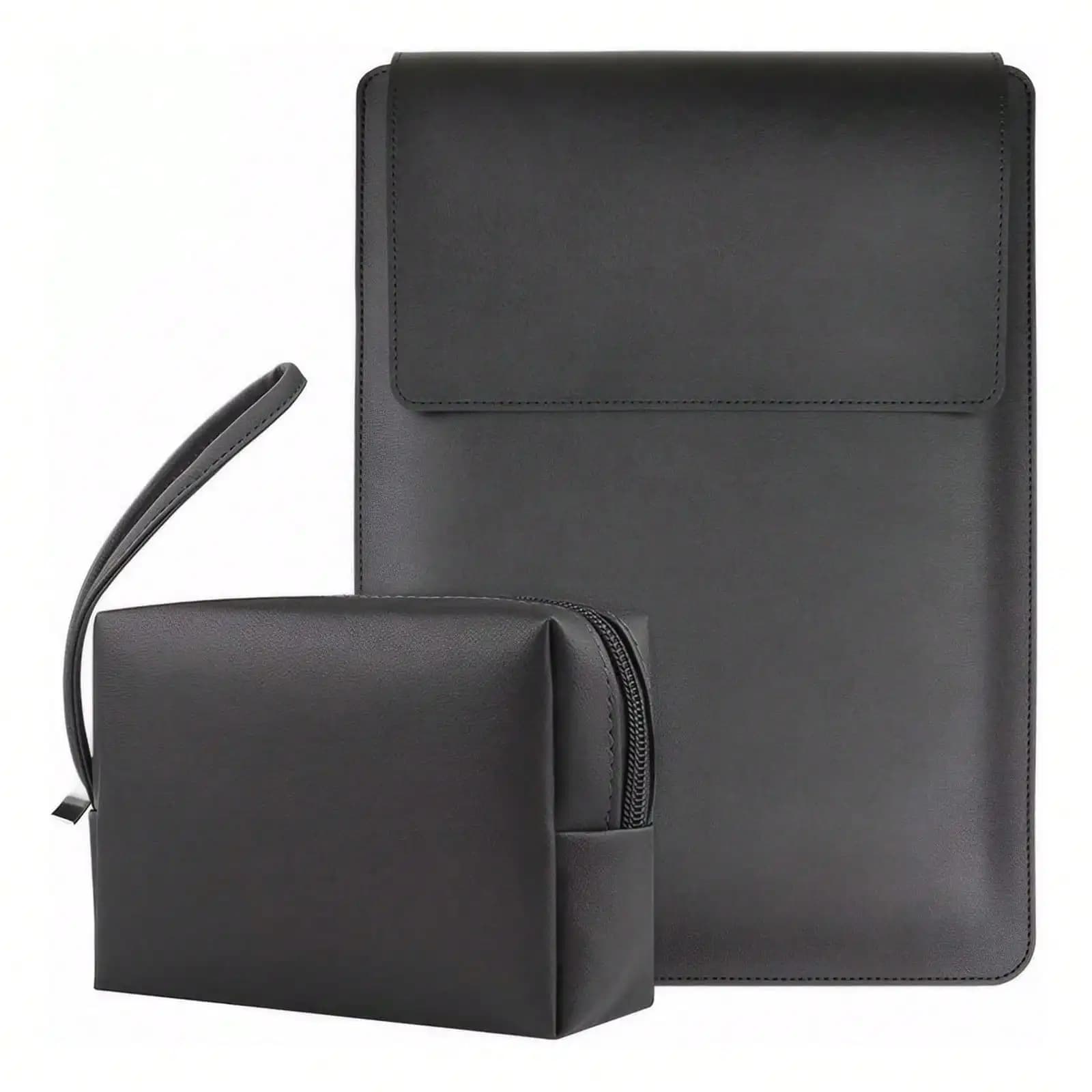 2 Pcs Laptop Sleeve Case, 13.3/14/15/16 Inch Laptop Bag Set, Waterproof Hard Shell Leather Case With Adjustable Stand Compatible With Multiple Models, Laptop Sleeve For IPad Tablet Storage Water Repellent Scratch Resistant Waterproof Computer Sleeve, Comp