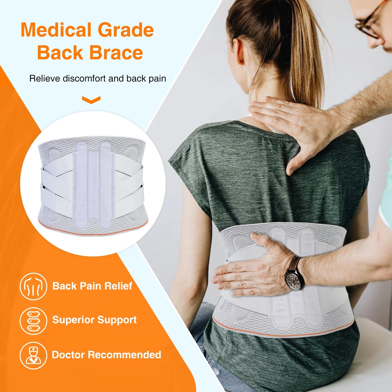 Nuovo design sportivo medico donna uomo 8 stazioni compressione regolabile supporto vita inferiore cintura lombare tutore posteriore elastico lavorato a maglia 3D