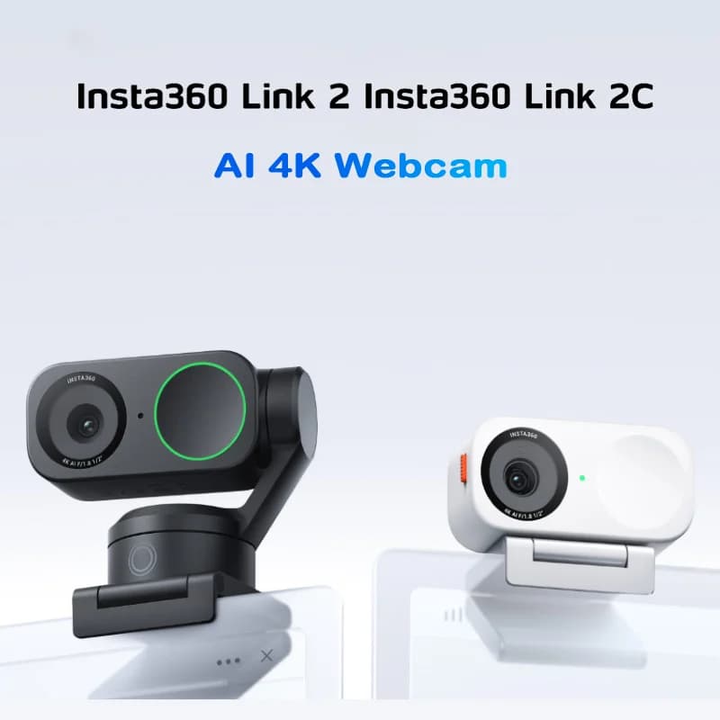 Insta360 Link 2 and 2C- Webcam PTZ 4K for PC/Mac, sensor 1/2", AI tracking, HDR, microphone with noise cancellation AI, management control