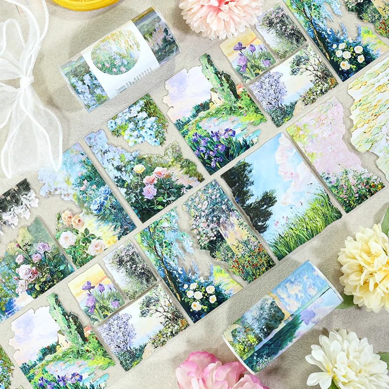 2m/Roll Flowers In Clusters PET Washi Tape Grassland Transparent Stickers Decorative Adhesive Tape For Diary Scrapbooking