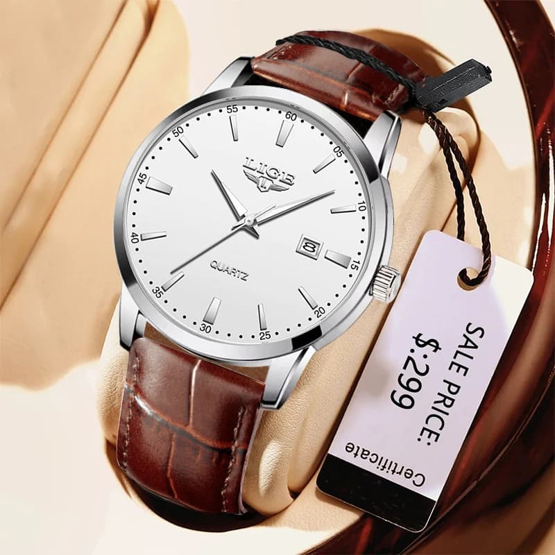 LIGE Men's Watch Fashion Leather Strap Men's Sports Military Calendar Waterproof Quartz Watches Men's Watch Reloj Hombre