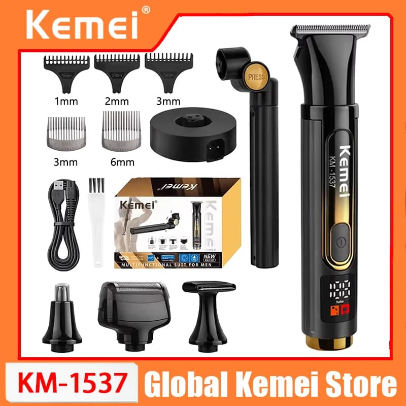 Kemei 1537 Professional Electric Self Back Shaver Extreme Long Handle Back Hair Shaving Hair Clipper Nose Hair Trimmer Grooming