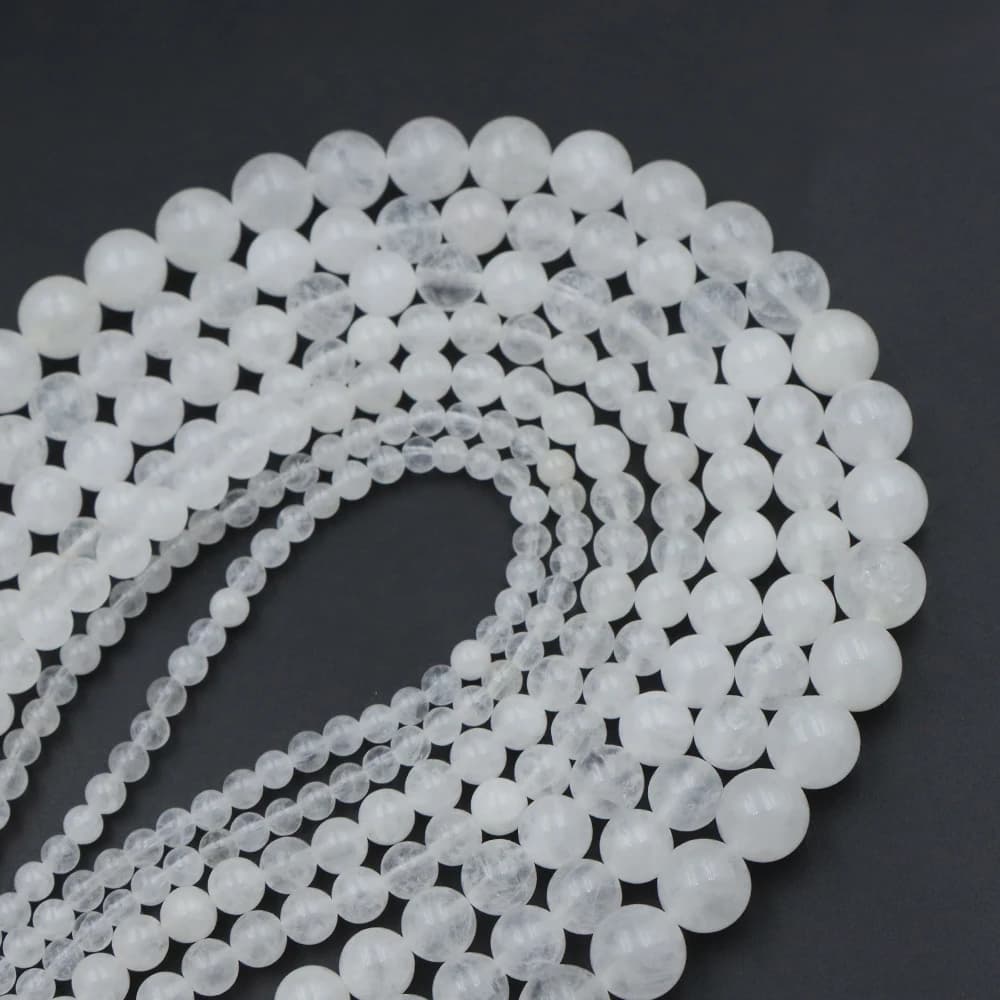 Commercio all'ingrosso Pietra naturale Giada bianca Rotonda Branello di cristallo del distanziatore allentato 4 6 8 10mm Per la creazione di gioielli Accessorio braccialetto collana fai da te