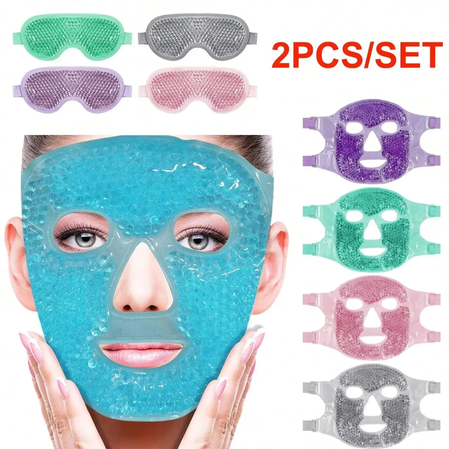 Refreshing Gel Mask for Face and Eyes, Hot/Freddo wrap with Gel Pearls, Cold Mask for Face and Eyes, Ice Compressed for Face and Eyes for Sleep and SPA