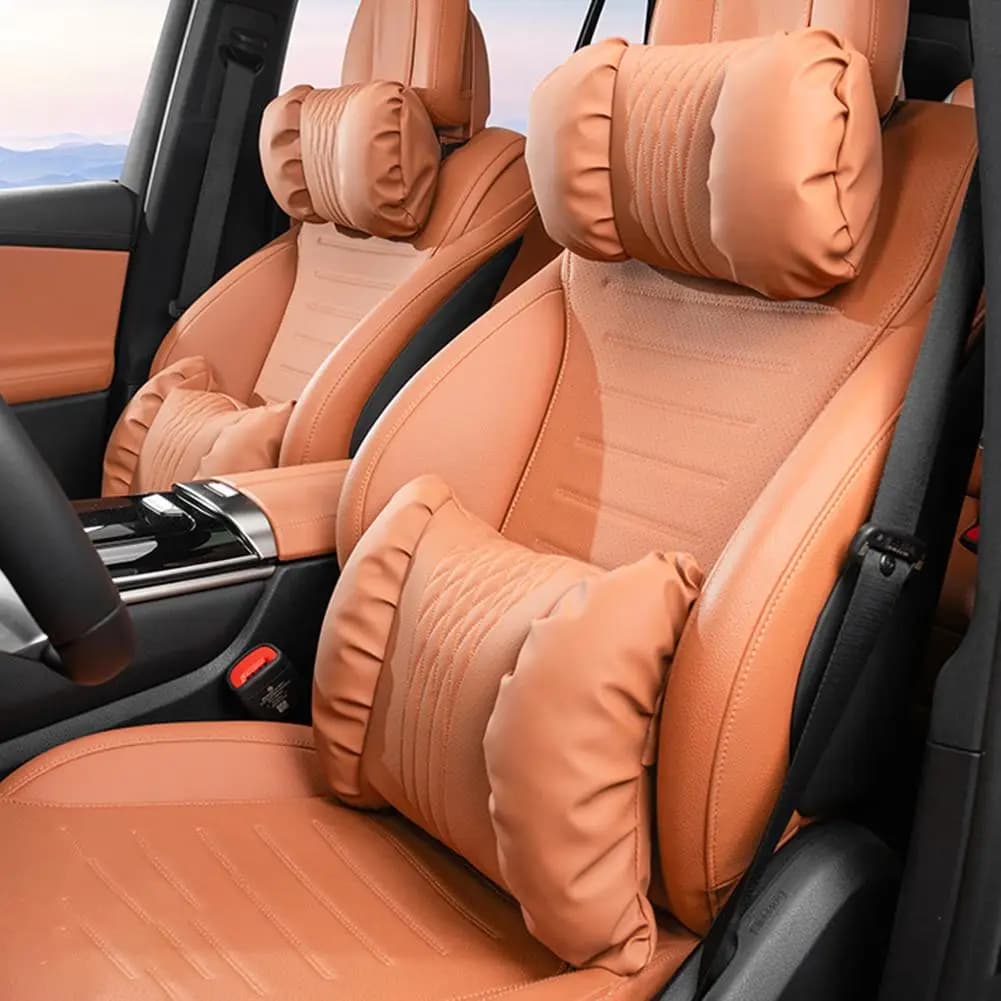 Poggiatesta per auto in pelle nappa di lusso o supporto lombare Cuscino perforato traspirante adatto per auto Tutti i modelli Design interno Se O0U2