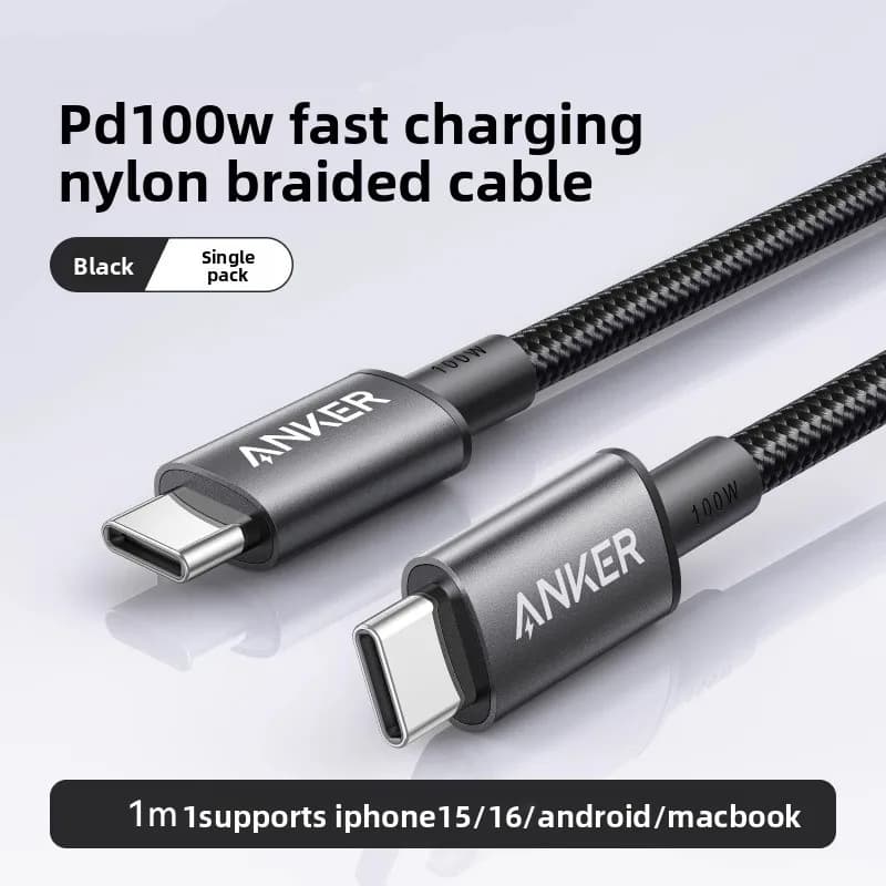 Anker Cavo di ricarica da USB-C a USB-C Cavo dati PD a ricarica rapida da 100 W Cavo di ricarica di tipo C per tablet Samsung Xiaomi MacBook
