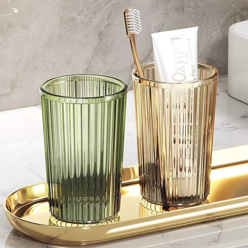 Bicchiere per collutorio in acrilico, porta spazzolino da bagno, accessori portaoggetti per il bagno in stile lusso leggero