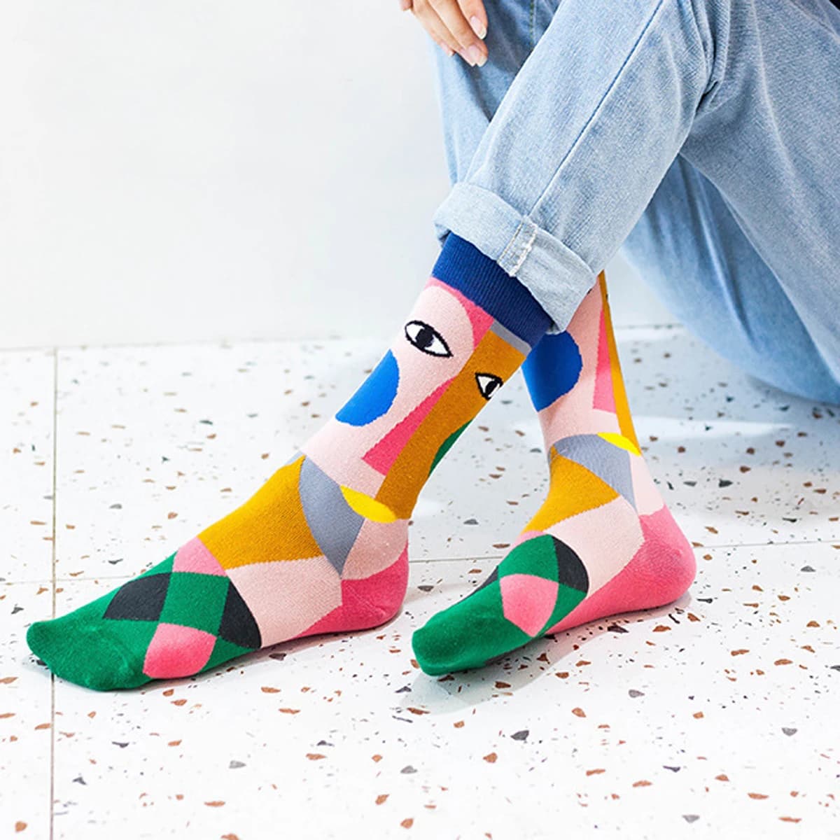 1 paio di calzini da skateboard Harajuku in cotone casual da donna