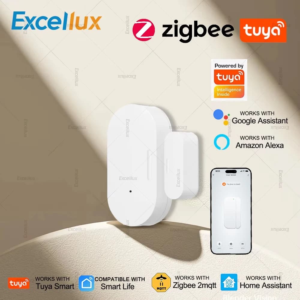Tuya Zigbee Sensore porta Sensore finestra Smart Home Rilevatore porta wireless Sistema di allarme porta aperta/chiusa per Alexa Google Z2MQTT