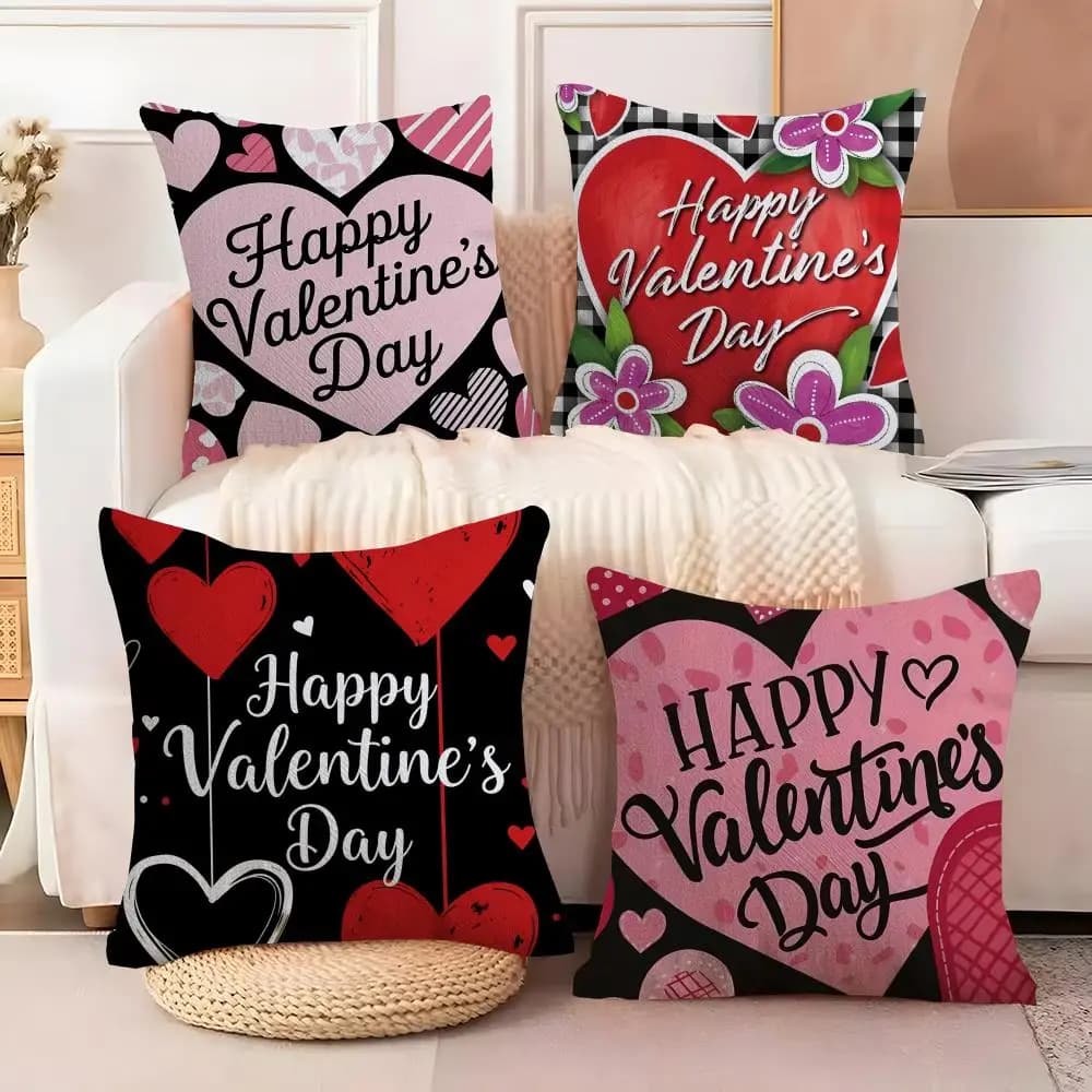 Happy Valentine's Day pillow lining, soft plush cushion lining, decorative cushion lining printed on both sides, hot gift for home