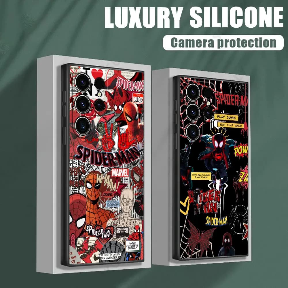 Marvel Spiderman Comic Spider Punk Phone Case for Samsung Galaxy S26 S25 Ultra S24 S23 Ultra S22 Plus S21 S20 S21 FE Soft Funda