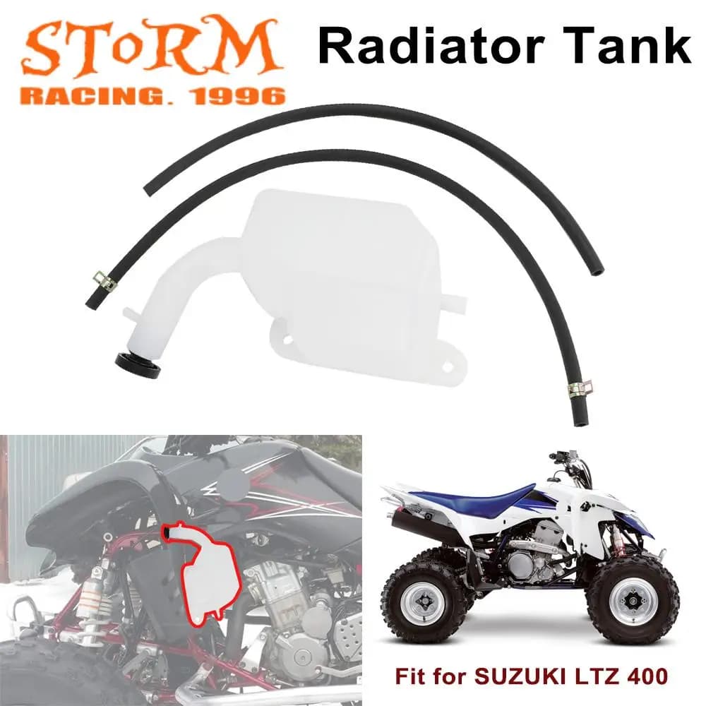 Serbatoio del radiatore Serbatoio dell'acqua Bottiglia del liquido di raffreddamento Serbatoio del troppopieno per Suzuki LTZ 400 Moto Motocross Dirt Pit Bike JFG