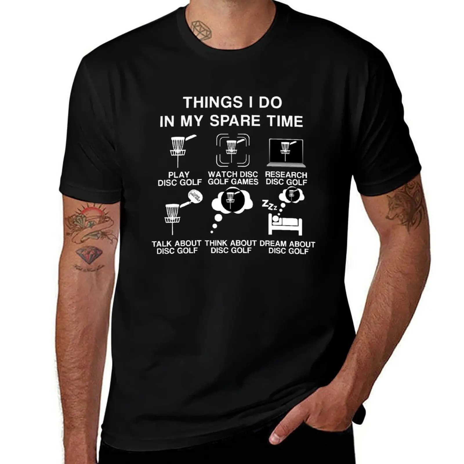 6 COSE CHE FAIO NEL TEMPO LIBERO: T-SHIRT DIVERTENTE PER AMANTI E GIUOCATORI DI DISC GOLF, REGALO PER UOMINI E DONNE