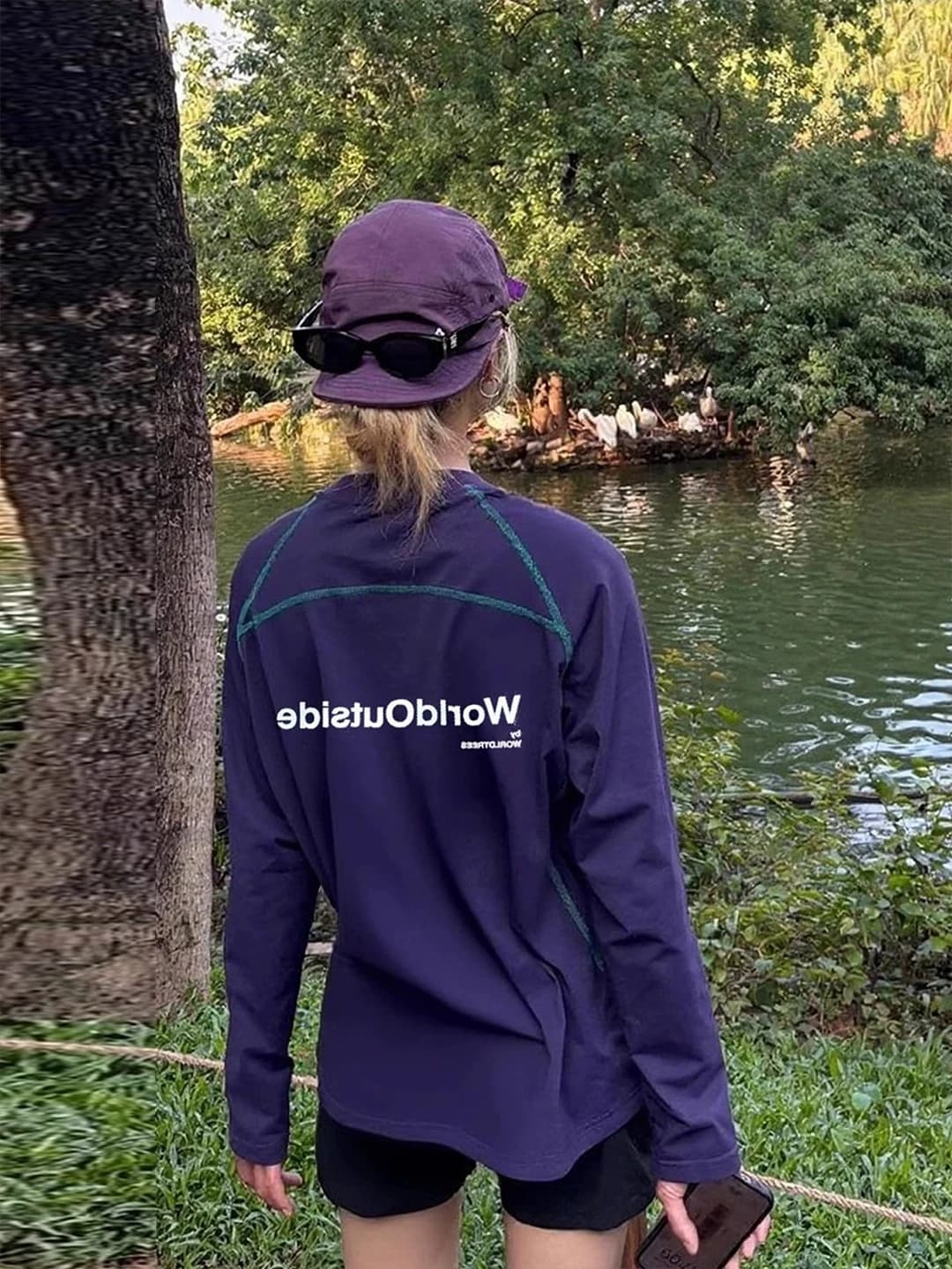 T-shirt a maniche lunghe da uomo viola, ad asciugatura rapida, traspirante, per sport, tennis, equitazione, estiva, fresca e leggera