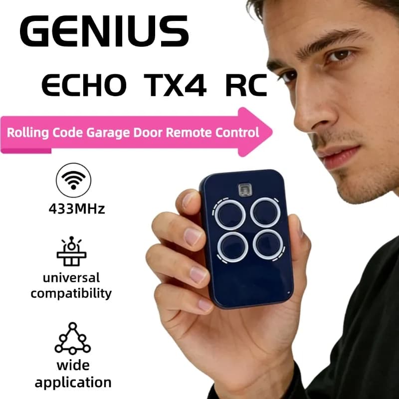 Telecomando ECHO TX4 RC 433MHz GENIUS a Codice Variabile per Trasmettitore Porta Garage Compatibile con BRAVO TX4 / BRAVO TE4433H