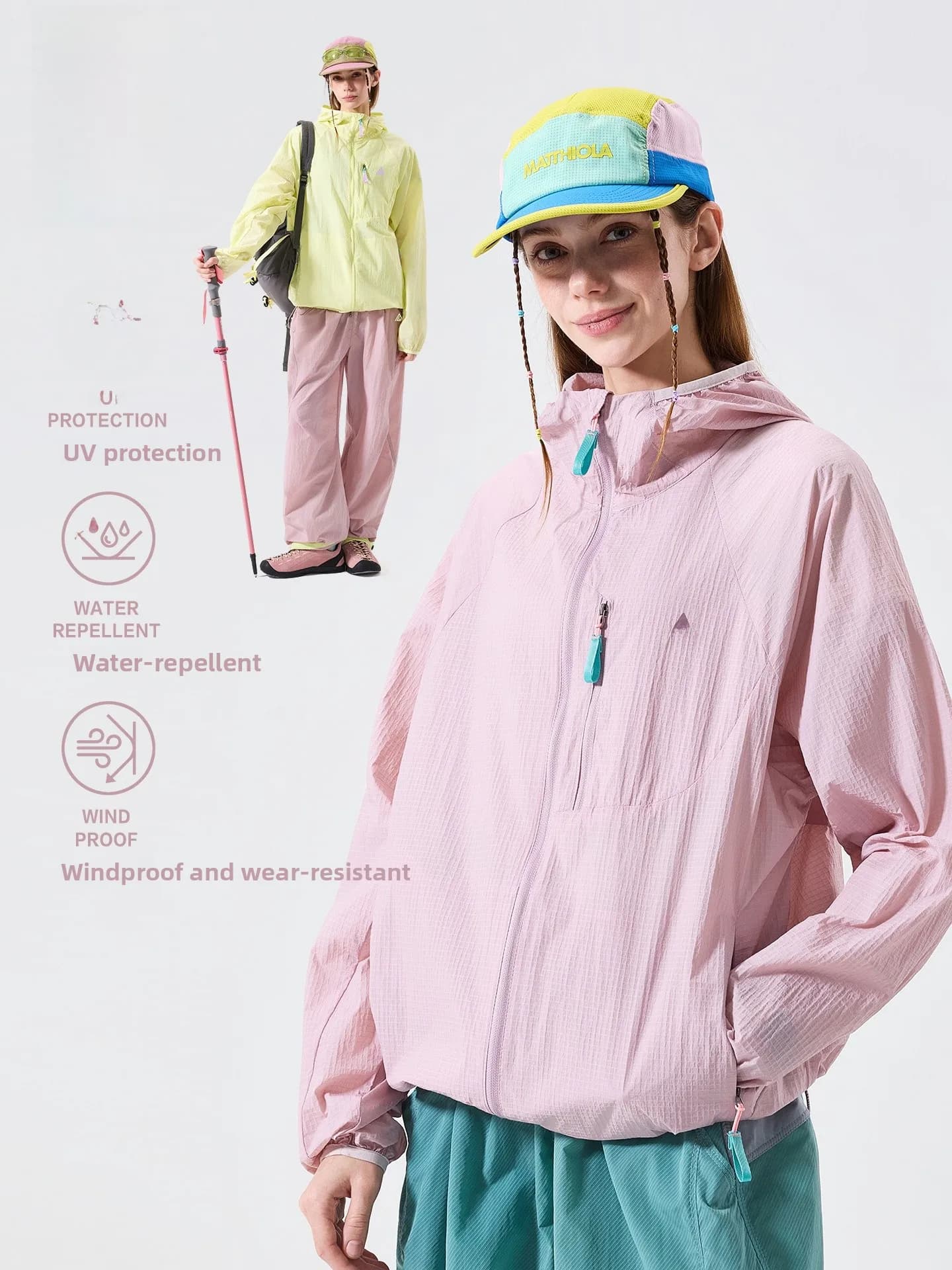 LAZY DAY Outdoor Moisture-Wicking Quick-Dry Waterproof Hat Sports Women's Spring Summer Anti-Ultraviolet Rays Long Sleeve Zip...