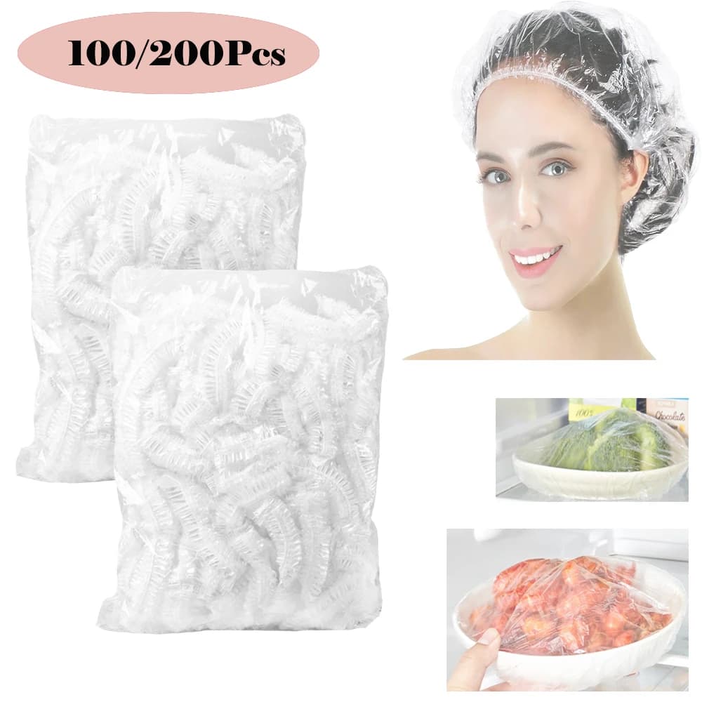 PE Transparent disposable thick shower head Plastic elastic bath head for women, spa, home use, hotel and hairdresser, travel