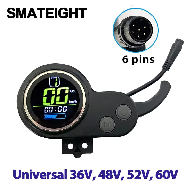 Display LCD a 6 pin per accessori per strumenti monopattino Parte cruscotto scooter elettrico Acceleratore impermeabile da 100 mm