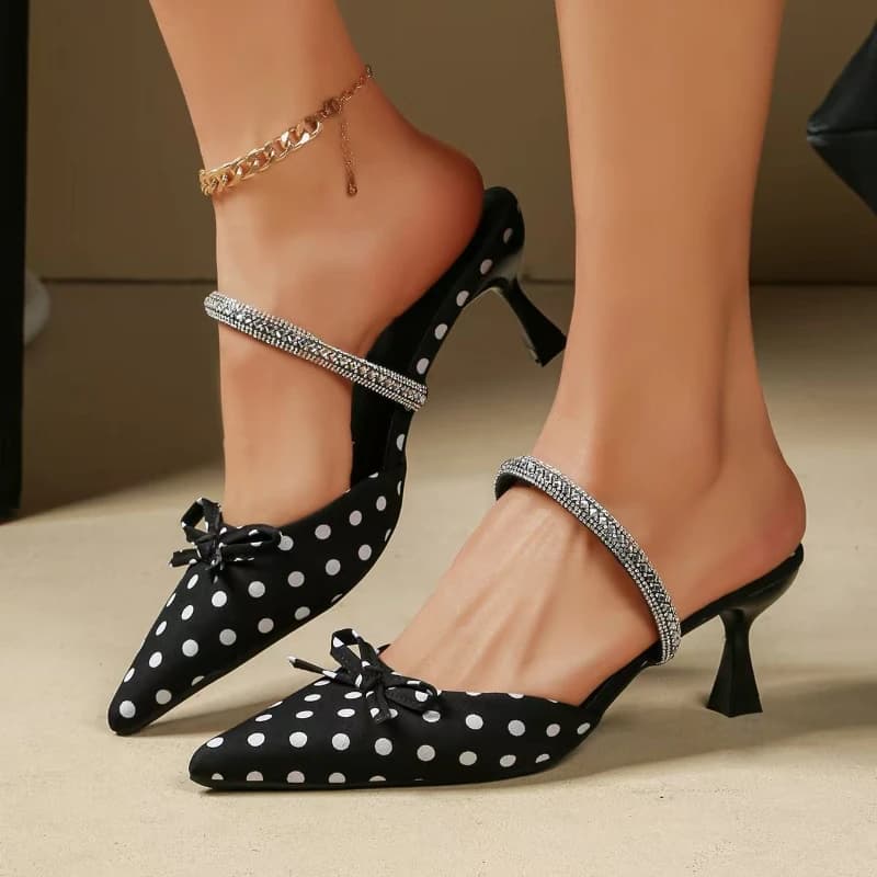 2026 New Women's Polka Dot Sandals Luxurious Rhinestone Designer Sandals Summer Elegant Outdoor Party Women's High Heels Selling