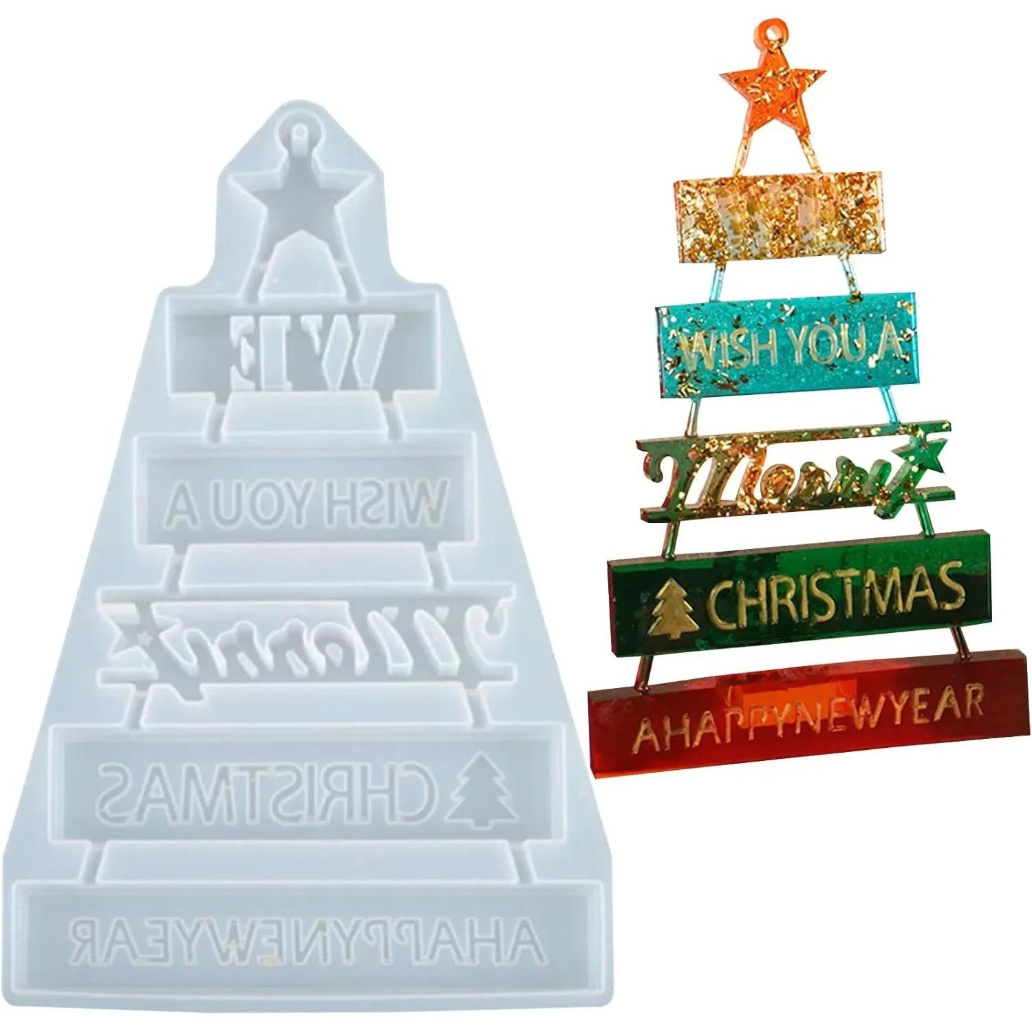 Stampo in resina 3D con scritta 'Buon Natale' per colata in resina epossidica, per decorazioni fai da te da tavolo, decorazioni per la casa, decorazioni natalizie, creazione di alberi di Natale