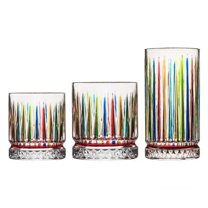 Tazza da birra colorata in vetro 2025 Ultimo stile italiano Royal Nobility Tazza da degustazione di vino vecchio stile Bicchieri da whisky scotch dipinti a mano