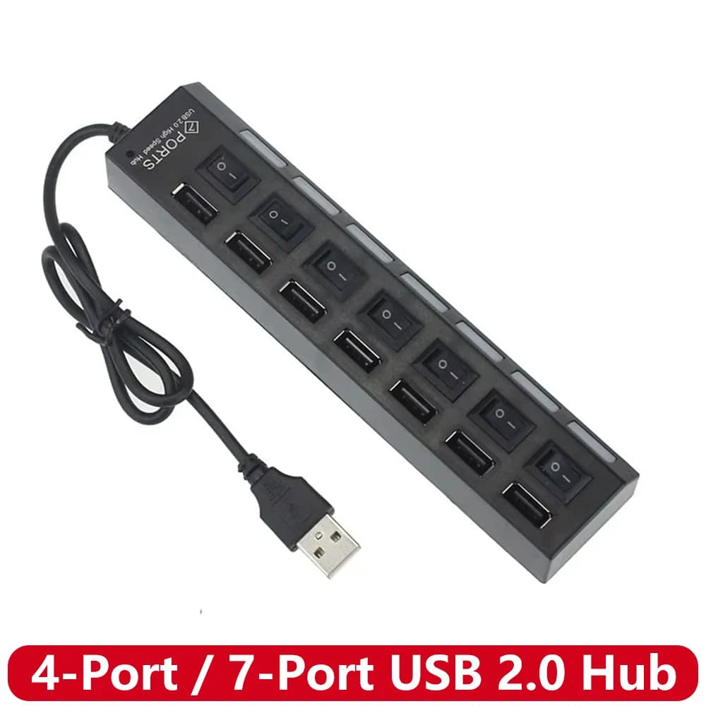 Hub USB 2.0 Splitter USB a 7 porte/4 porte Hub dati porta USB A per PC portatile Unità flash HDD mobile