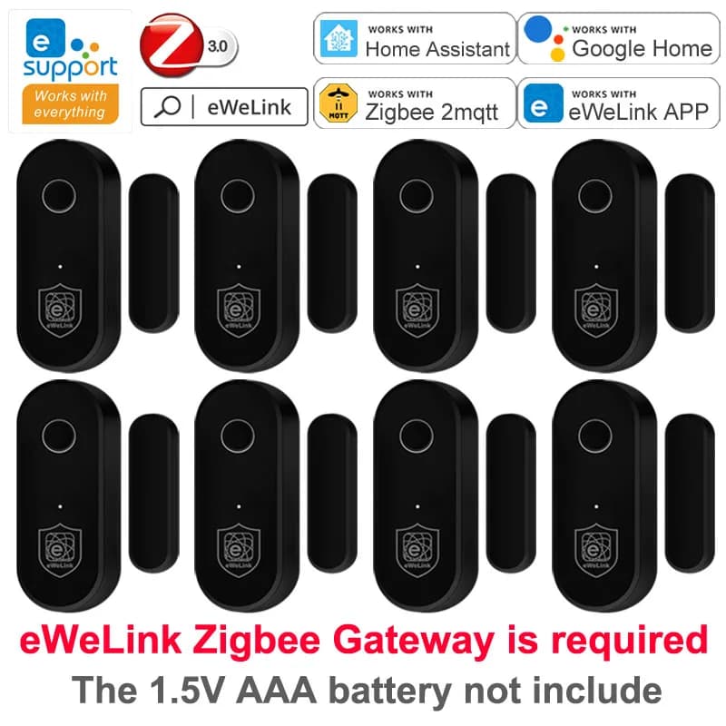 Zigbee Smart Door Window Sensor Rilevatori domestici aperti/chiusi App EWeLink Controllo Allarme di sicurezza Funziona con Alexa Google Home Alice