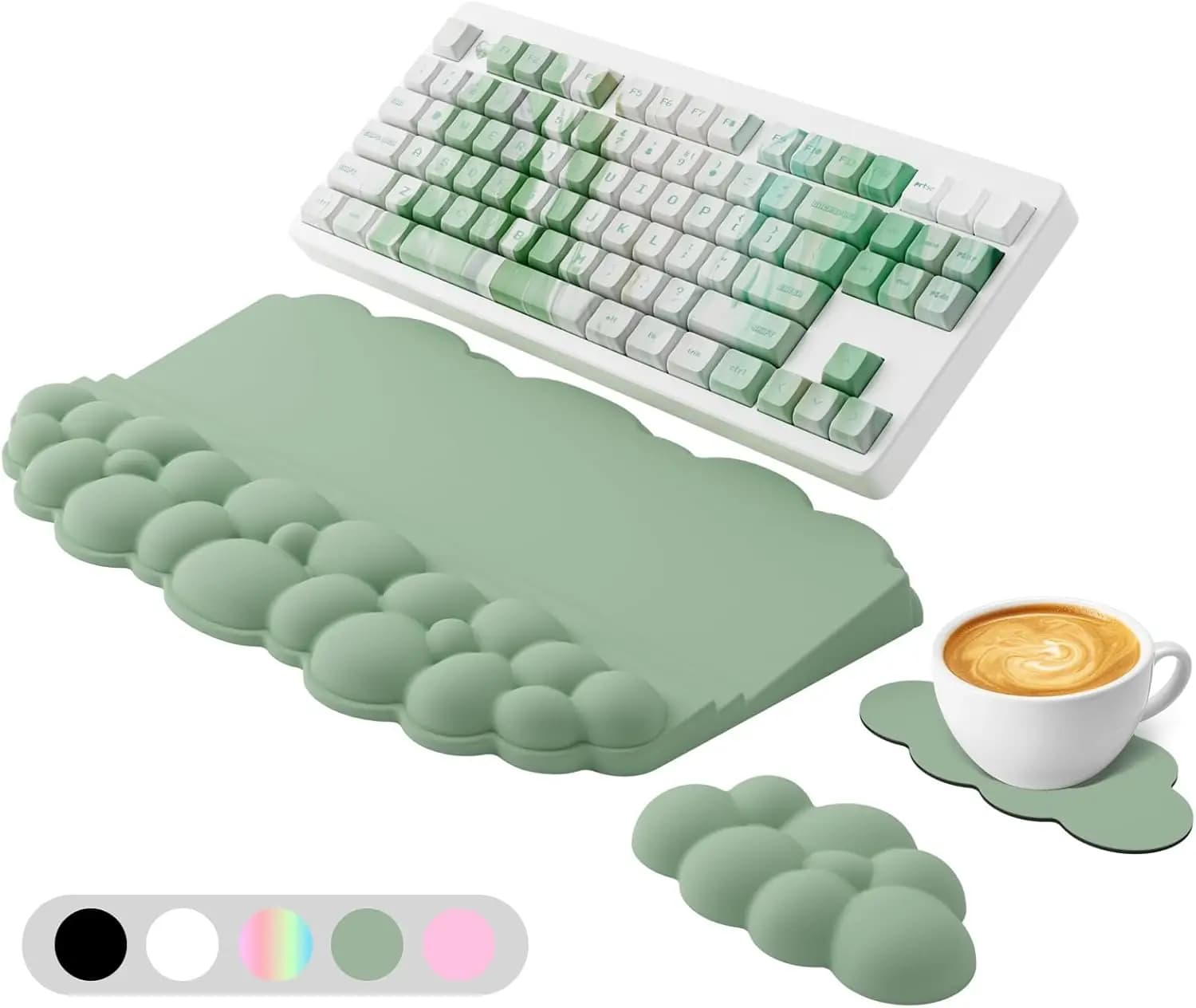 Poggiapolsi Ergonomico con Supporto per Tastiera, Cuscino da Scrivania in Memory Foam per Ufficio Casa Scuola - Verde