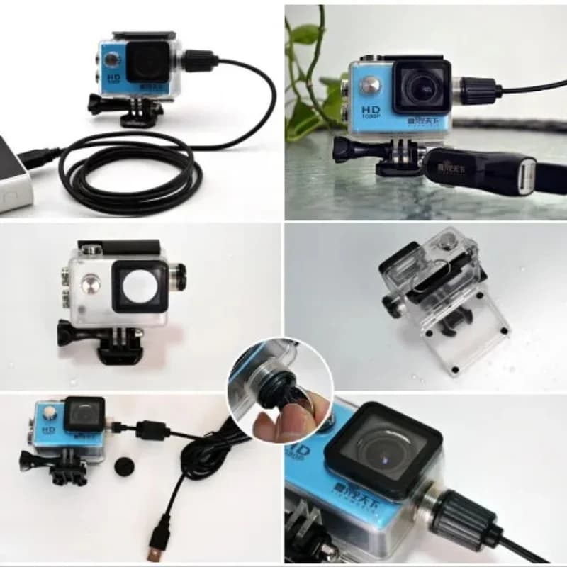 Accessori per fotocamera Custodia impermeabile Custodia per caricabatterie Cavo USB per SJCAM SJ4000 Air Sj9000 C30 C30R EKEN H9R Per moto Clownfish