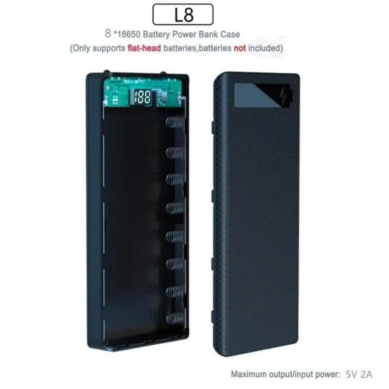 Scatola di Ricarica per Batterie Dual USB Micro USB Tipo C Senza Batteria, Guscio per Power Bank 5V Fai-da-Te, Supporto 18650 Staccabile