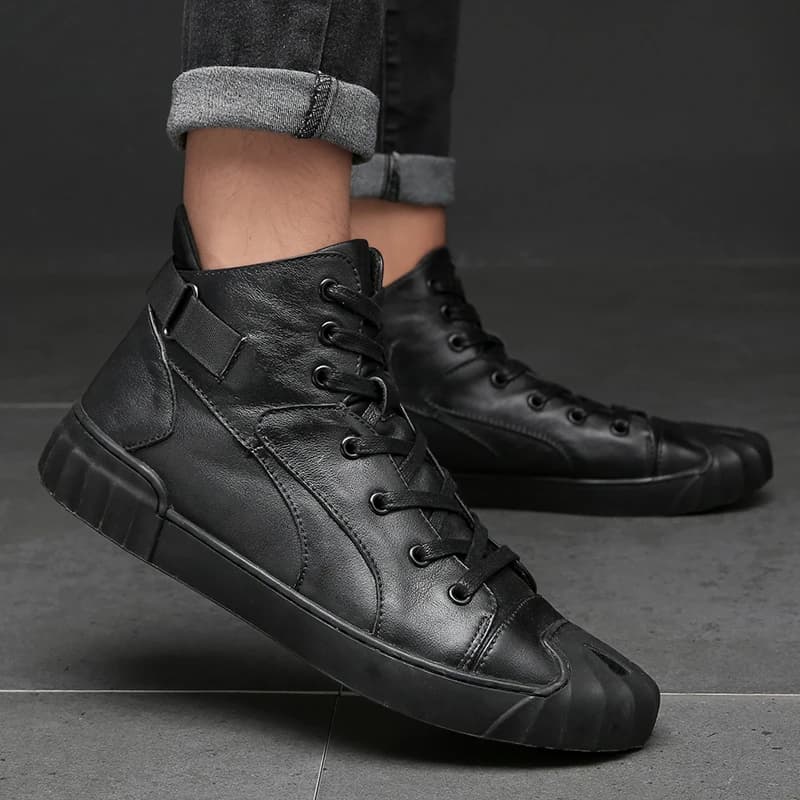 Genuine Leather Casual Short Boots Business Men Shoes Casual Slip On Loafers Men Flats Fashion Moccasins Tooling Shoes