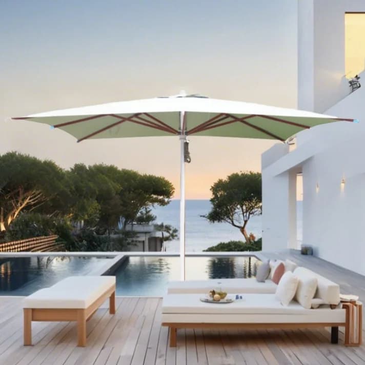 Traditional Center Pole Umbrella Outdoor Use All-aluminum High-end Rope Pulley Design Courtyard Garden Beach Hotel Park Leisure