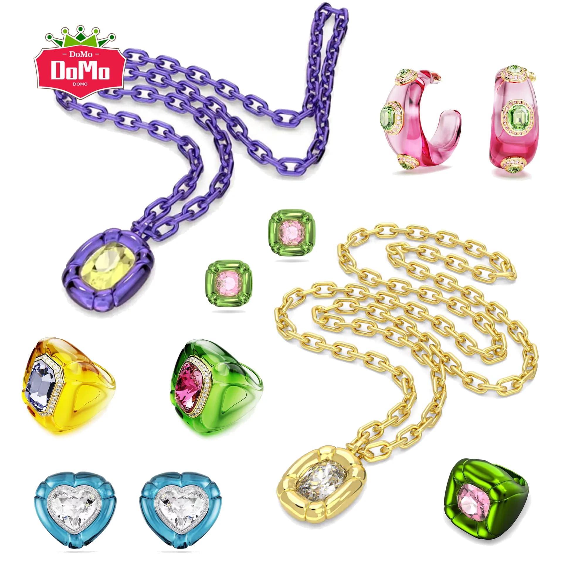 2026 New Fine Jewelry Set Colorful Earrings for Women Light Luxury Trendy Ring Necklace Romantic Gift Accessories