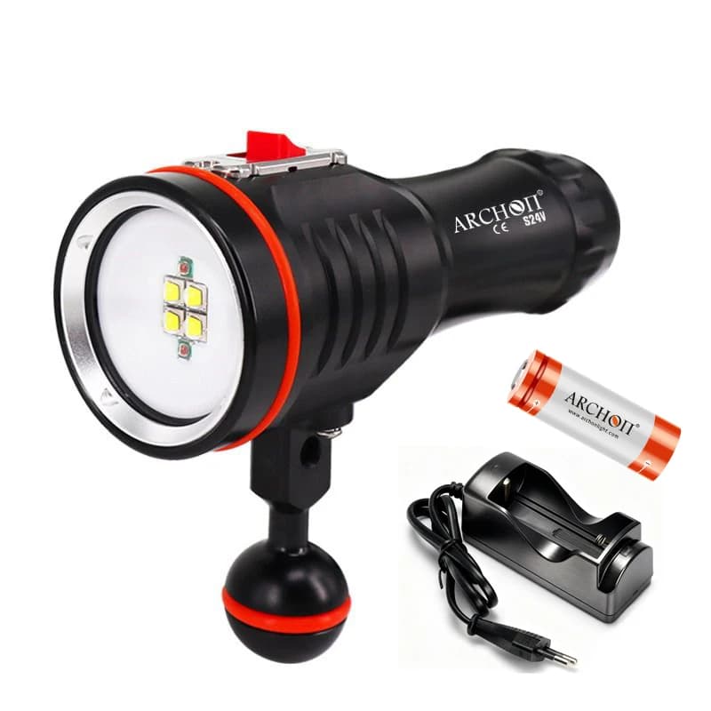 ARCHON S24V Luce subacquea LED rossi bianchi Torcia fotografica Luce di riempimento Luce video subacquea portatile Caricabatterie 26650