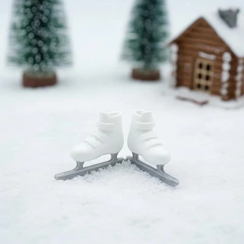 1Pair Dollhouse Mini Simulation Skating Shoes Miniature Skiing Scene Sports Equipment Ice Knife Shoes Props Accessories Model
