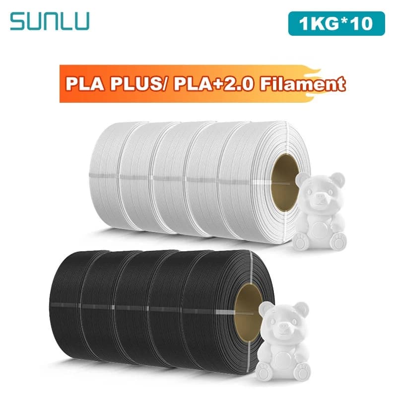 SUNLU 10KG PLA PLUS/ PLA+2.0 Filament 1.75mm 1KG Without Tray 3D Printer Filament for 3D Printer & 3D Pen, Refill Filament