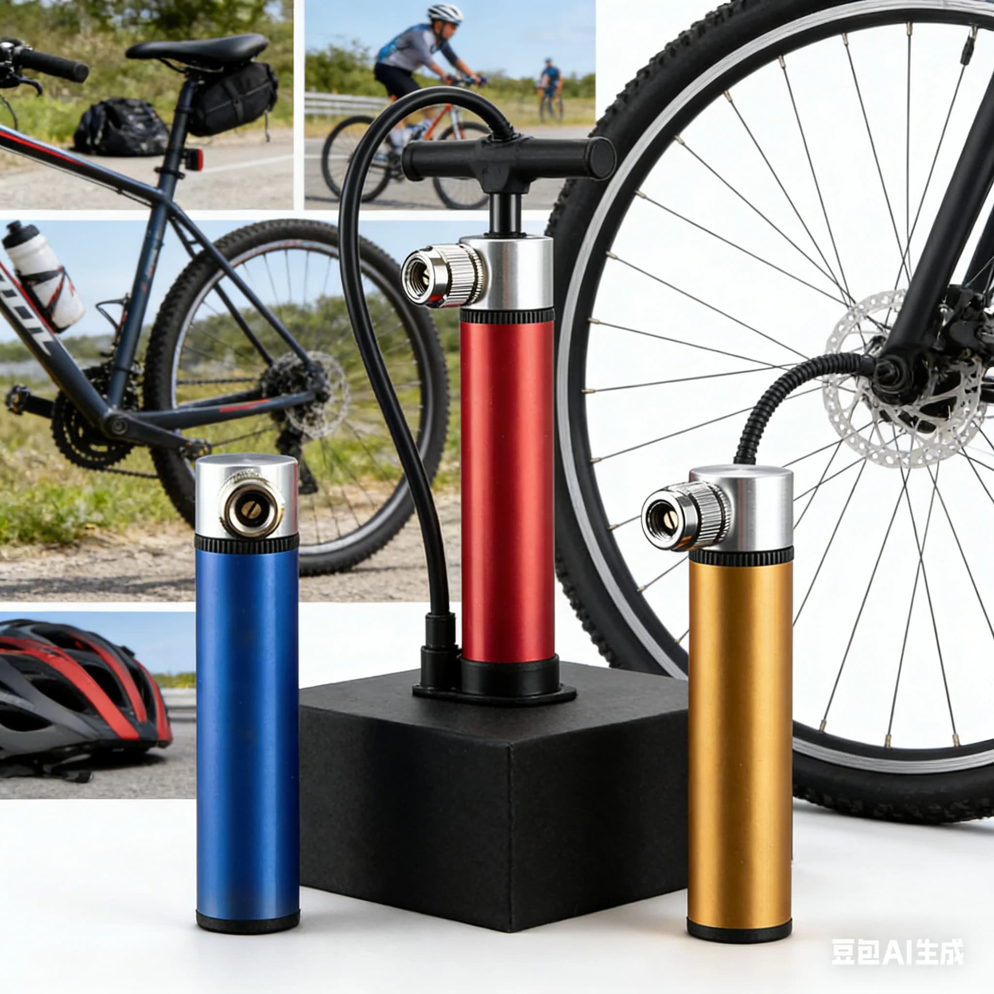 1 set di pompe per biciclette, mini pompa portatile ad alta pressione in lega di alluminio per accessori per gonfiaggio di palloni da basket/biciclette