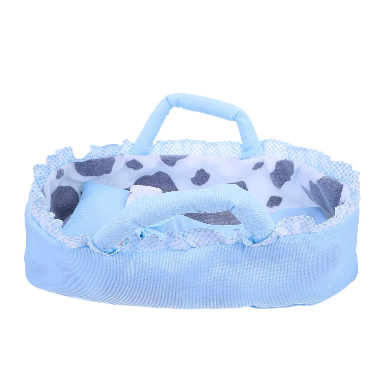 Culla per Bambole Reborn 35Cm, Culla Portatile, Cuscino, Coperta, Scena Casa delle Bambole, Gioco di Ruolo, Giocattolo Culla Blu per Bambini
