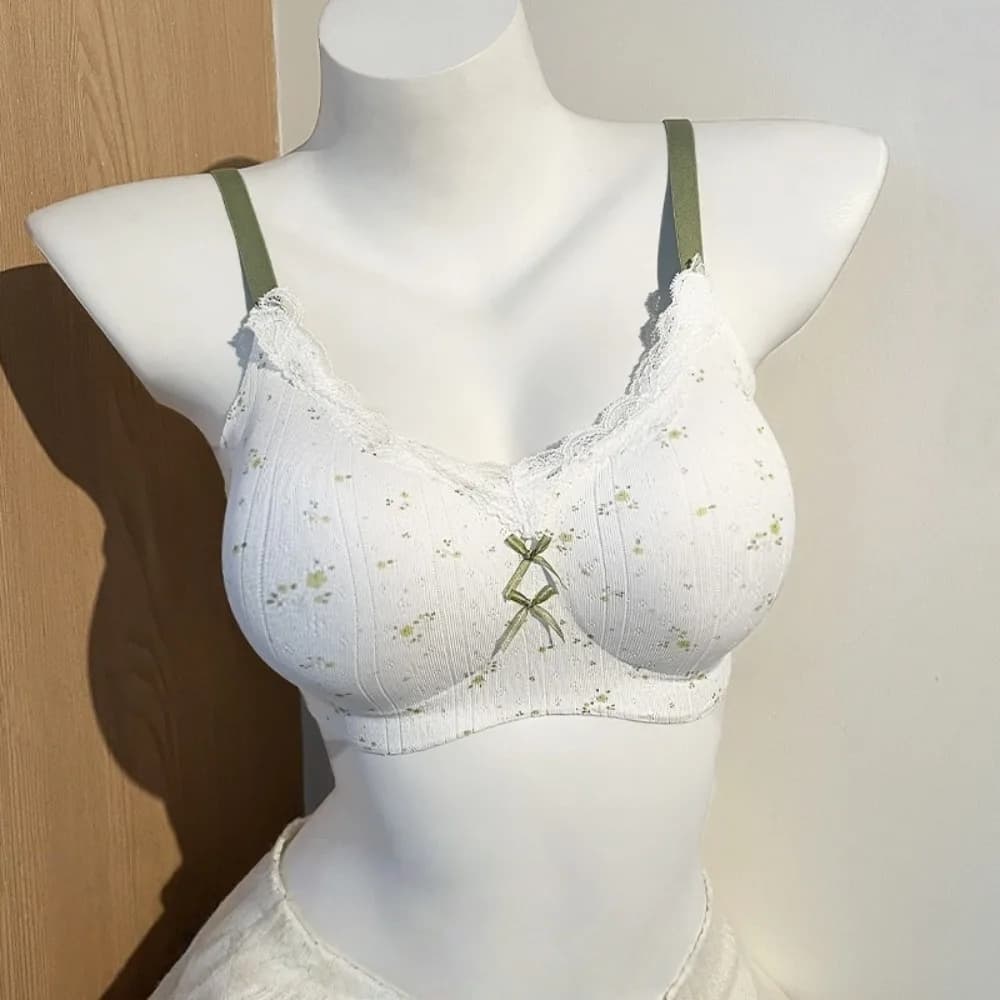 Reggiseno a V senza fili in pizzo invisibile con fiocco floreale, anti-cedimento, push-up, per yoga