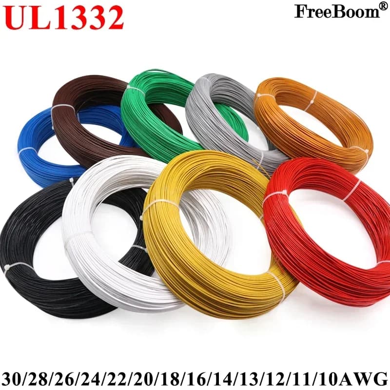 Cavo elettronico ad alta temperatura isolato FEP da 5M/10M UL1332 PTFE 30/28/26/24/22/20/18/16/14/13/12/10 AWG per stampante 3D